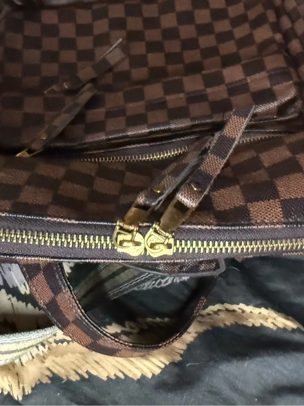 Checkered trendy backpack and wallet